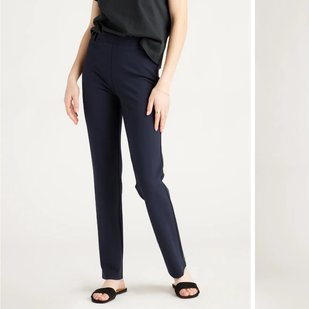 Quince NAVY Ultra Stretch Ponte STRAIGHT LEG Pants in Many Sizes - Picture 2 of 10